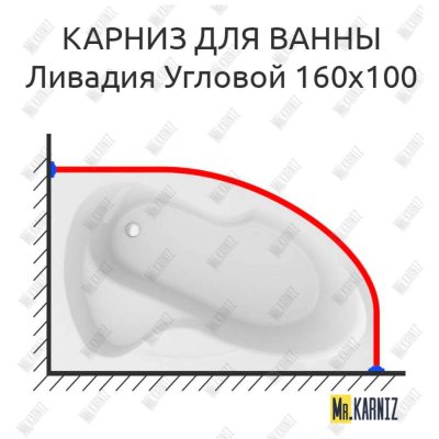Карниз для ванны Mirsant Ливадия Угловой 160х100 Усиленный 20 мм MrKARNIZ