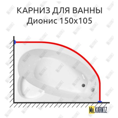 Карниз для ванны Osm Дионис 150х105 Усиленный 20 мм MrKARNIZ