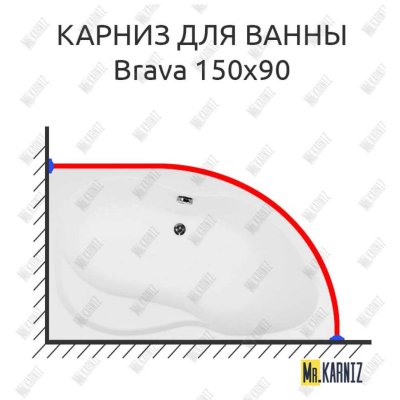 Карниз для ванны Aquanet Brava 150х90 Усиленный 20 мм MrKARNIZ