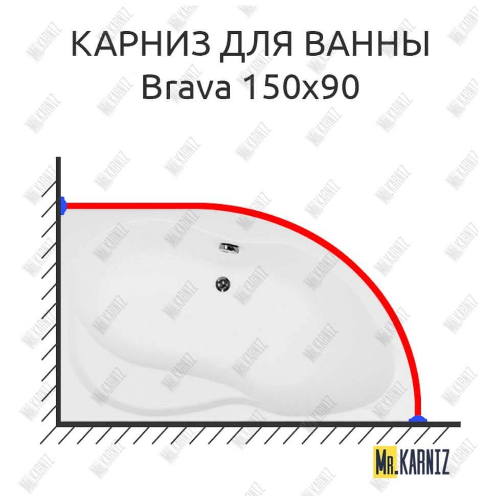 Карниз для ванны Aquanet Brava 150х90 Усиленный 20 мм MrKARNIZ